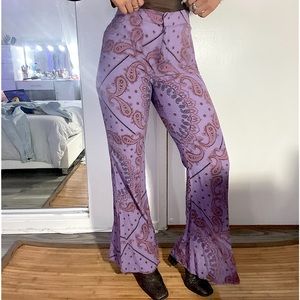ZARA flared paisley purple pants